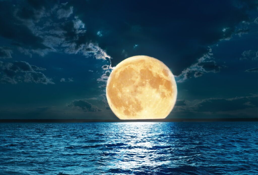 Ясная луна перед наступающим рассветом